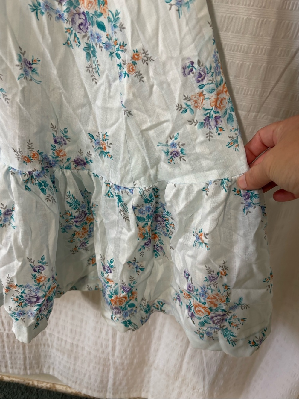 Vintage Handmade Floral Dress Ruffle Babydoll Maxi Sz Medium - Picture 3 of 7